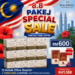 PAKEJ VIP 8.8 - 12 Kotak Olive Guard+ Free 2 Saffron